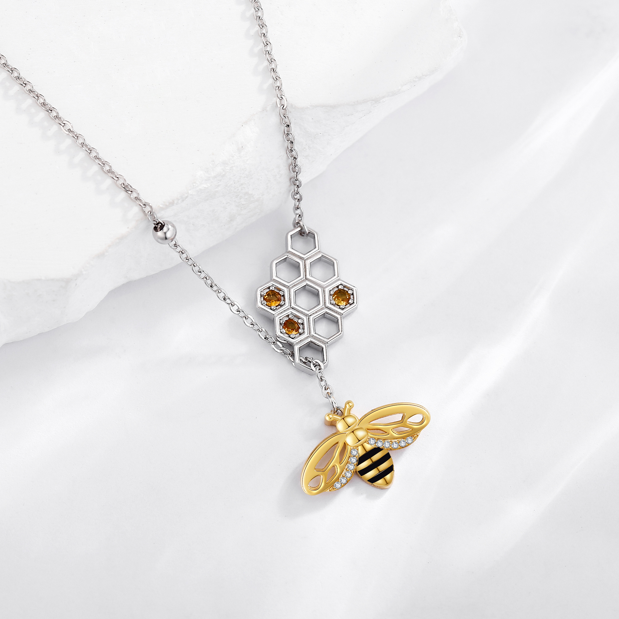 925 Sterling Silver Bee Necklace, Unisex